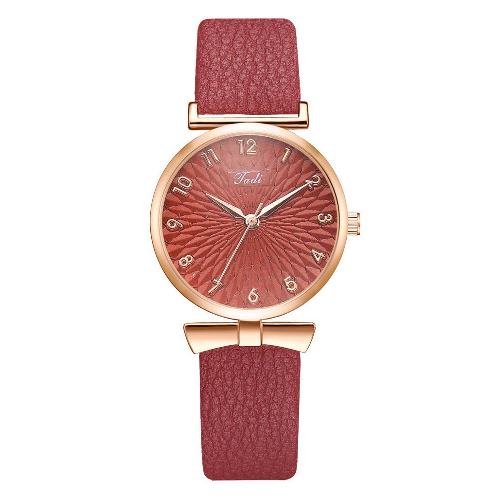 Fashion women's watch2021 AliExpress Cross-Border Hot Korean Style Trendy Simplicity Personalized Bow Women's Bracelet Watch Suit Wholesale