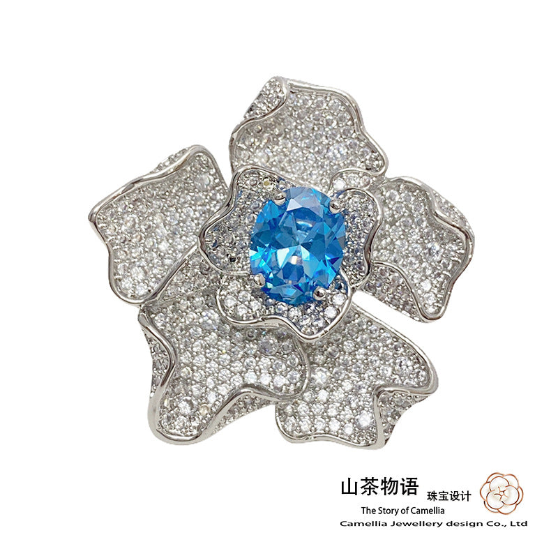 Camellia星河小众设计新款套装 镀金微镶绿松石梦幻蓝小鲸鱼项坠