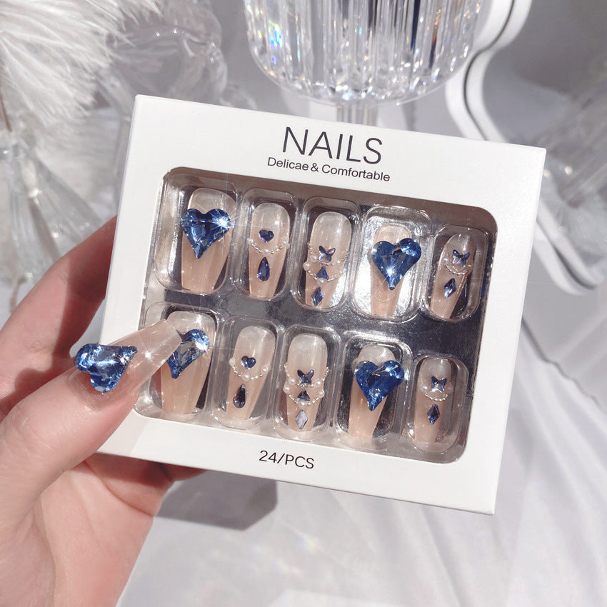 Fashion  nail New Nail Beauty Wear Nail Ins Advanced Pure Desire Wind Nail Patch Finished Product Wear Nail Diamond Nail Stickers U17