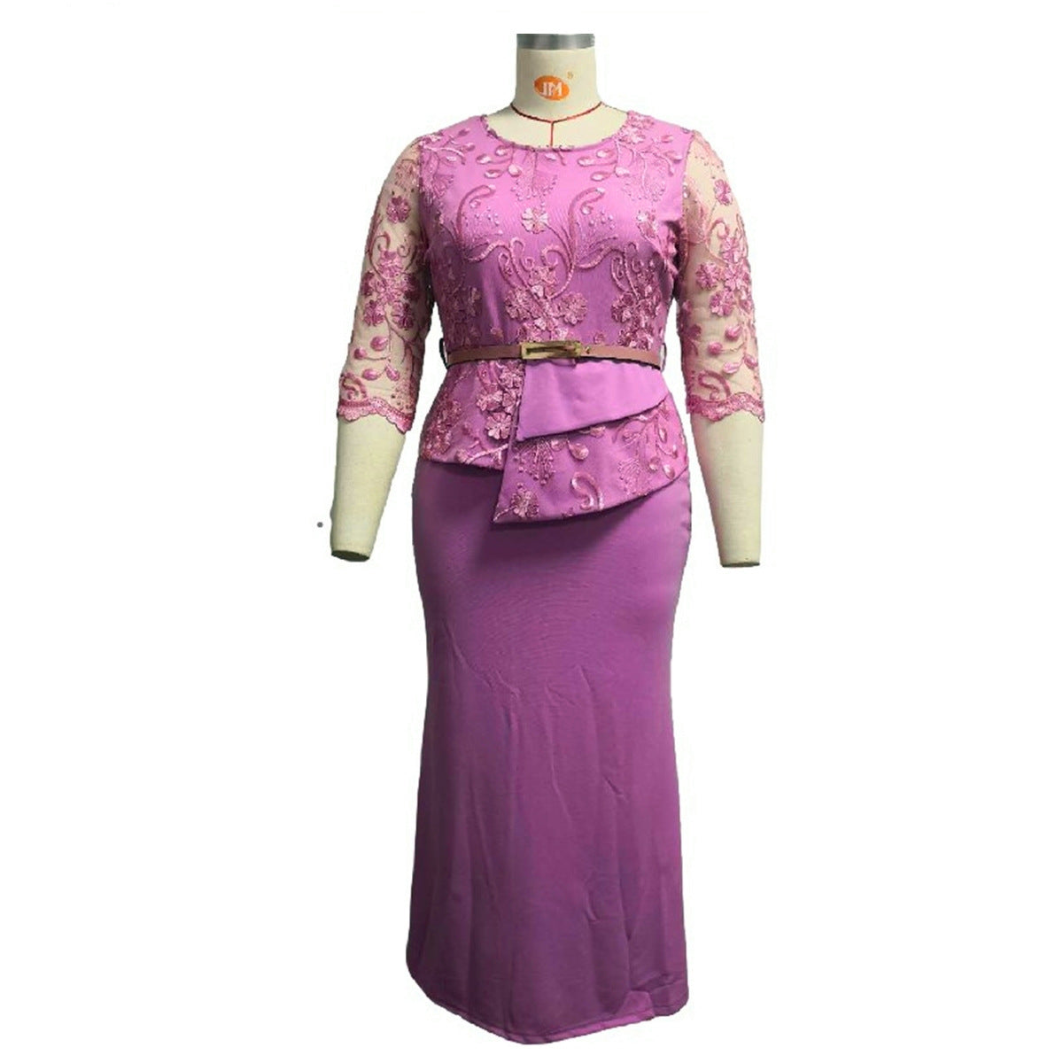 Fashion women's wear XL 5XL   plus Size Women's Clothing  Autumn New Lace Stitching Dress Long Dress Jx020
