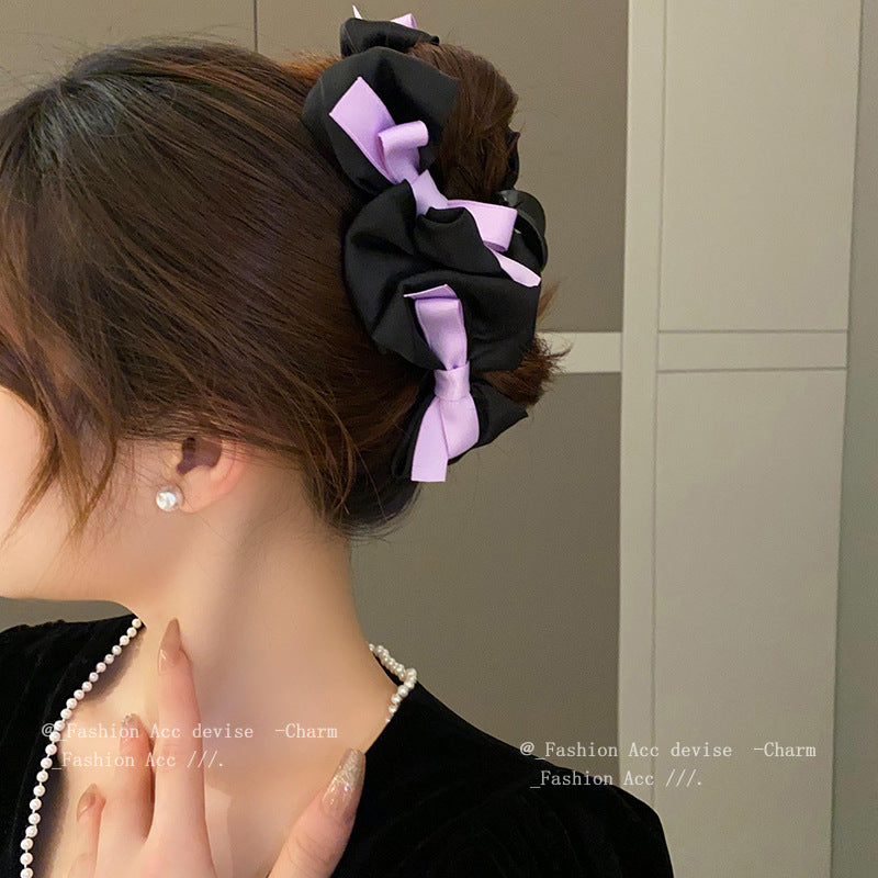 布艺蝴蝶结丝带发夹甜美气质百搭抓夹时尚高级感鲨鱼夹发饰批发女