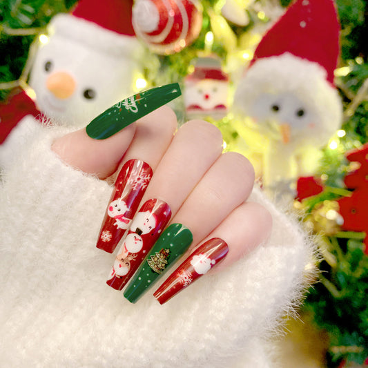Fashion  nail New Christmas Wear Armor Cross-Border Fake Nails Wear Nail Stickers Nail Tips Wholesale Nailsp168