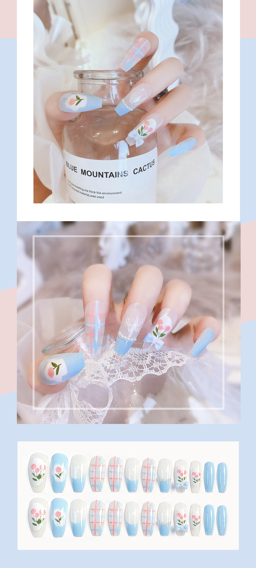Fashion  nail Internet Celebrity Fake Nail Patch Wear Armor Finished Product Nail Tip Nail Stickers Disassembly Nail Patch Female Pick Nail Stickers X78