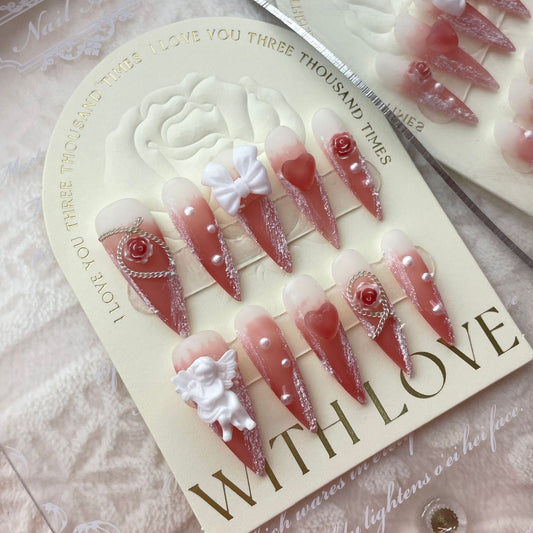 (reusable nail)"Hand-made real shot" rose angel Baroque rose plaster hand-made armor new high-grade sense detachable