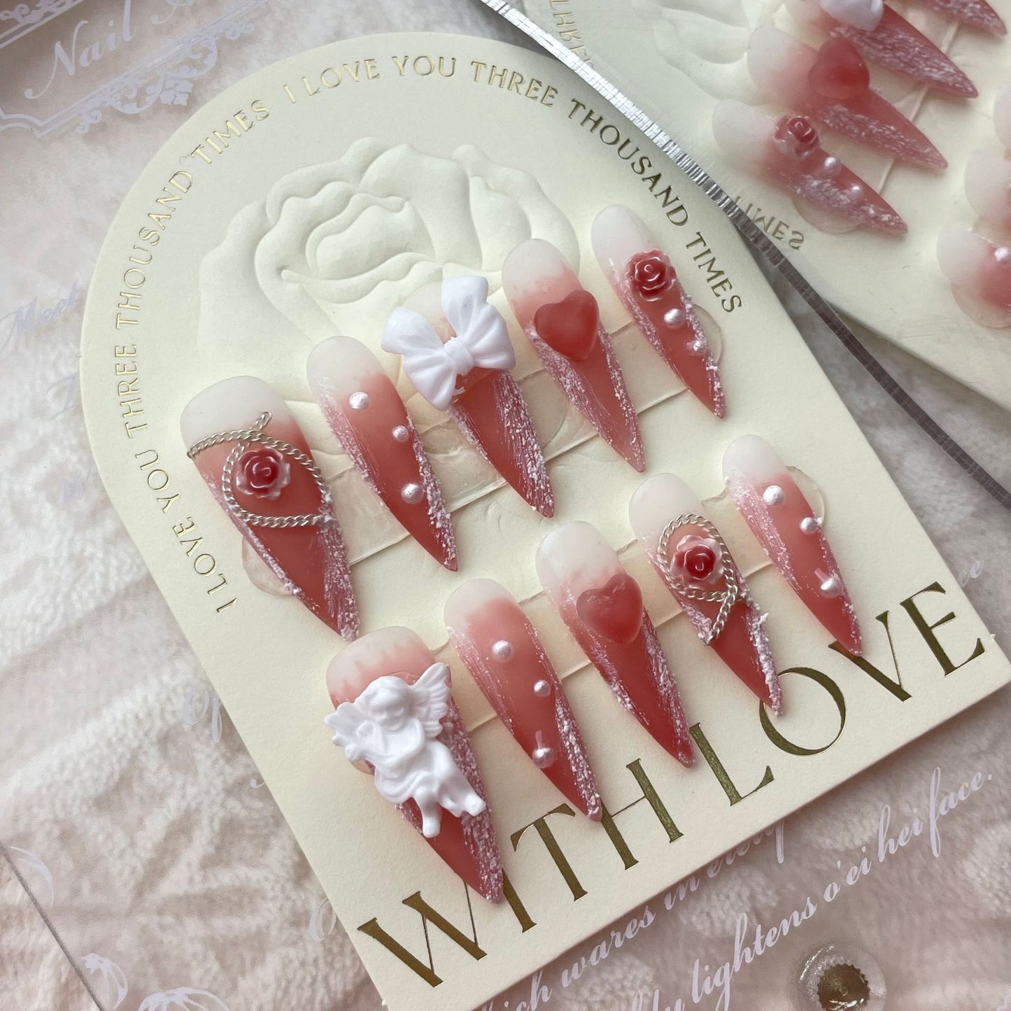(reusable nail)"Hand-made real shot" rose angel Baroque rose plaster hand-made armor new high-grade sense detachable