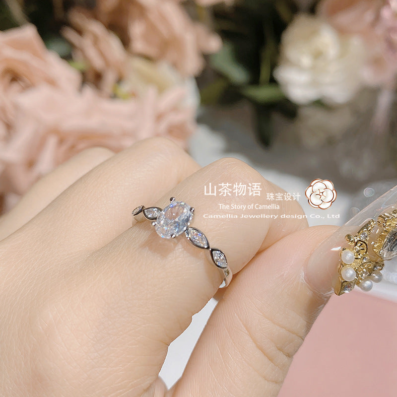 山茶新品香港专柜同款小鹅蛋婚戒 小众至简璀璨闪耀镀18K金指环女