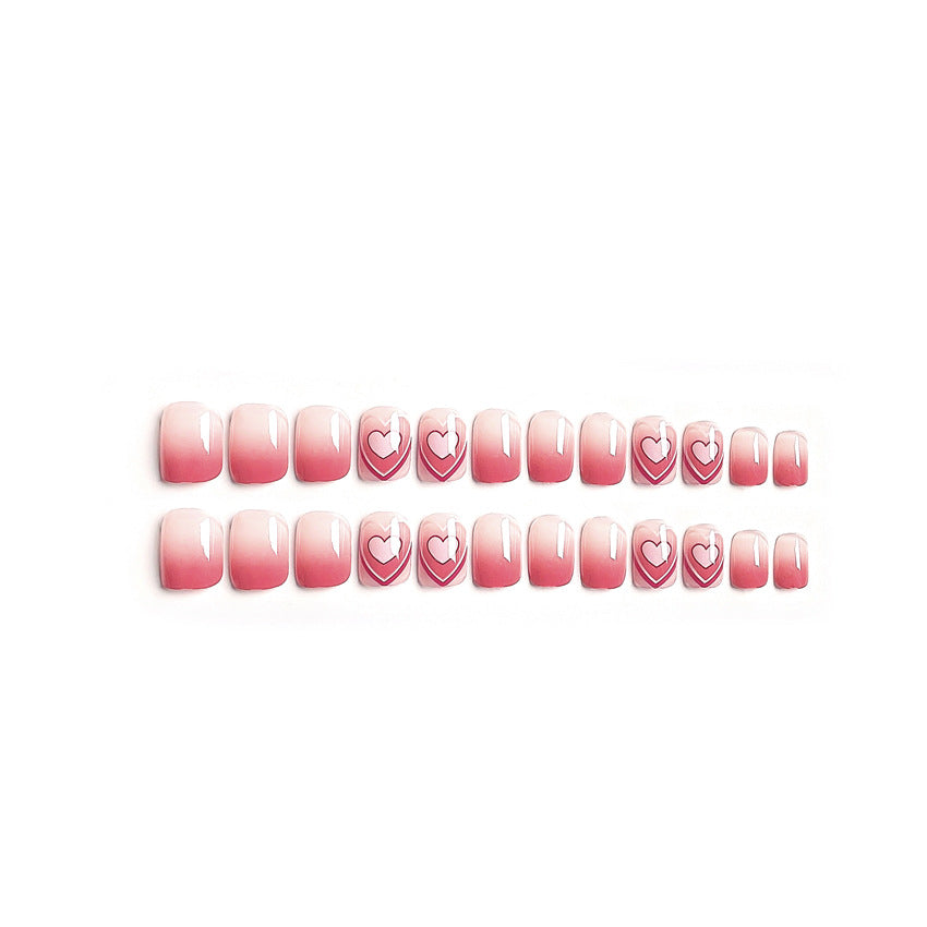 Fashion  nail Wear Armor Nail Stickers Nail Patch Fake Nails Removable Love Heart Short Nail Sticker Y48