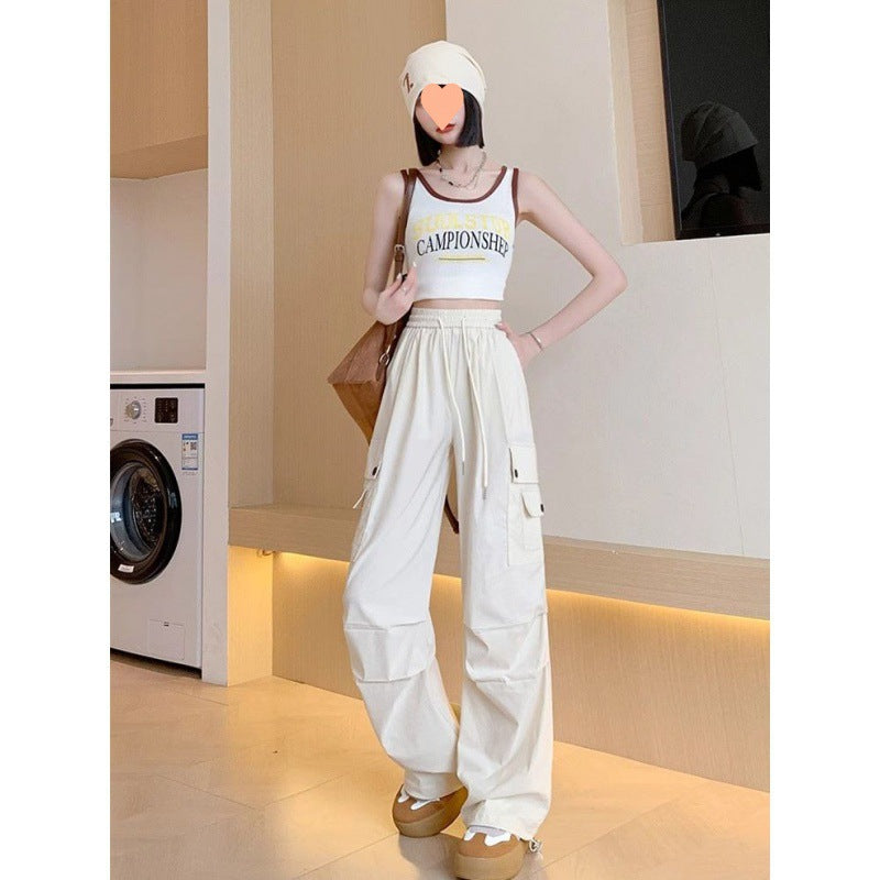 Free shipping  women's high waist new thin loose and thin can tie feet leisure sports pants