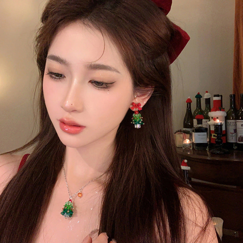 水晶圣诞树项链圣诞节装扮甜美气质锁骨链小清新时尚百搭饰品批发