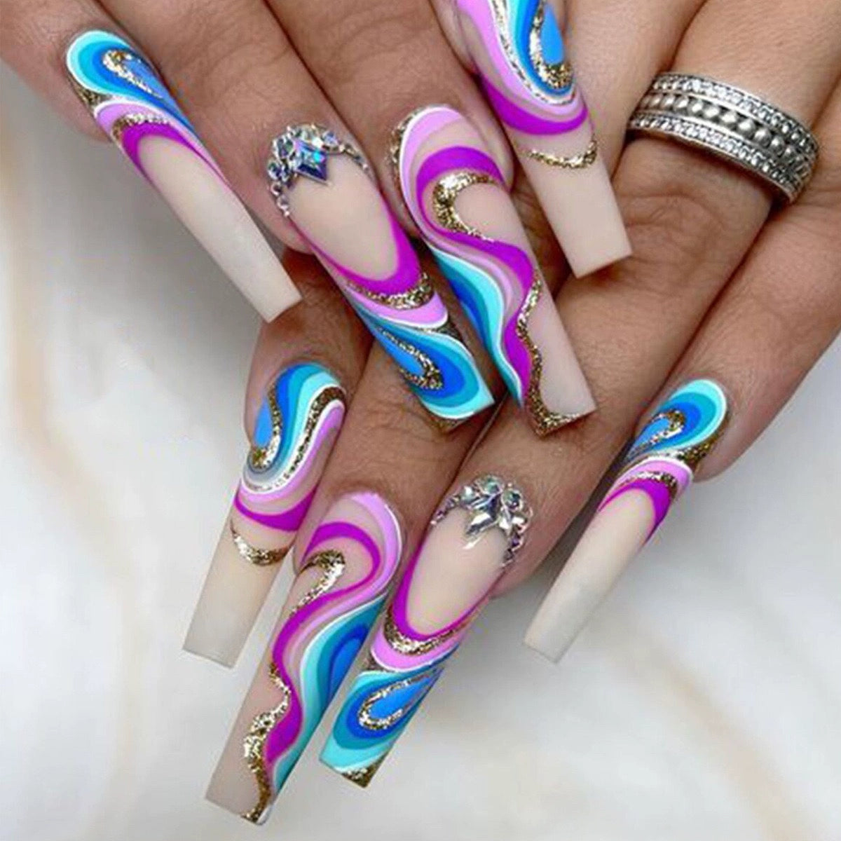 (Hand made nail) Kardashian, European and American Spicy Girl, Little Red Book, Dark Super Long, Internet Celebrity Cross border Nail Art, Detachable and Reusable Nail