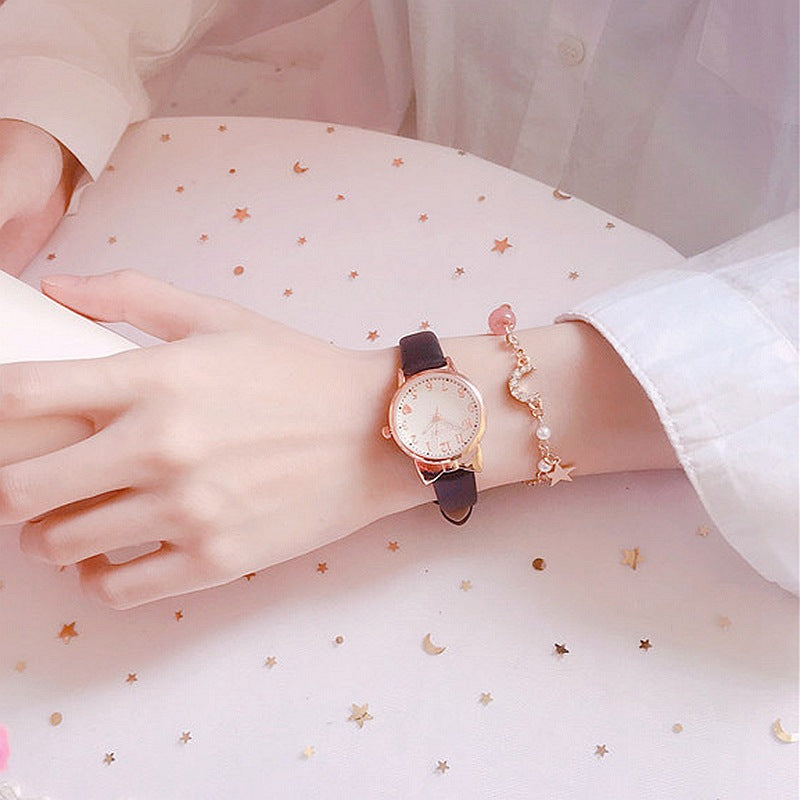 Fashion women's watchNew Ins Women's Watch Lovely Female Student Quartz Watch Xingyue Bracelet Watch Combination Suit Generation