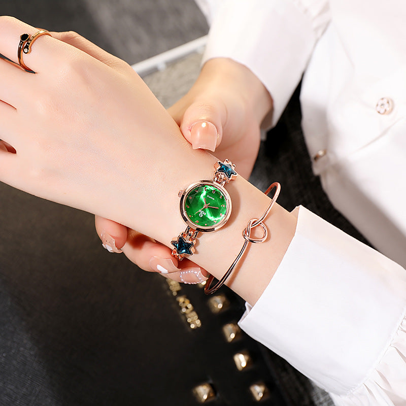 Fashion women's watchWomen's Bracelet Watch Fashion Trend Korean Style Student Girlfriends Blue Lucky Star Internet Influencer Cold Style Watch Fresh