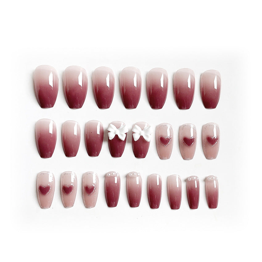 Fashion  nail Wear Armor Nail Stickers Nail Patch Fake Nails Detachable Bow Short Nail Sticker X28