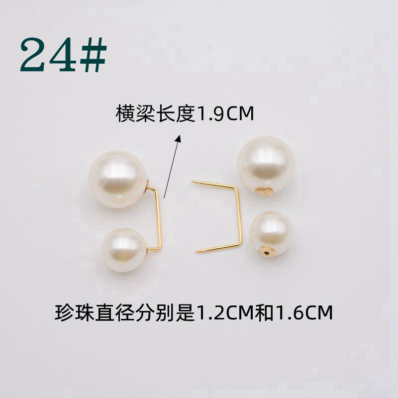 配饰胸针防走光珍珠胸针 女一字高档胸花别针蝴蝶插针丝巾扣 裙口收腰神器