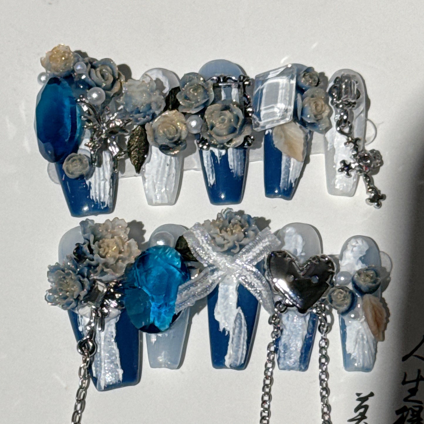 Hand-Worn Armor Light Luxury Gradient Blue Rose Enchantress Stars Sea Nail Stickers
