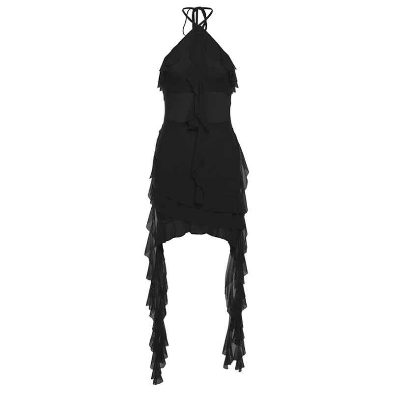 Free shipping  autumn and winter new women's clothing solid color slim-fitting high-waisted street fashion neck halter dress tops