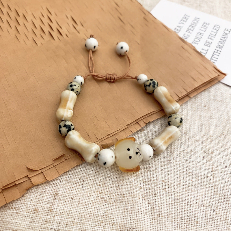 珠宝首饰新中式圆珠玉石弹力绳手链小众新款串珠手串个性设计感手饰批发女