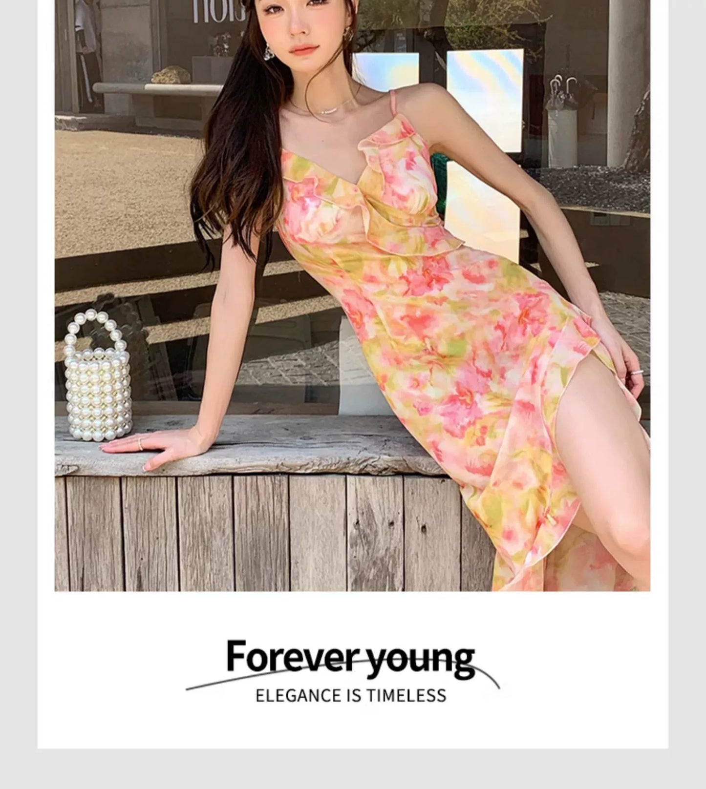 Fashion women's wear French Fairy Floral Strap Dress Women's Small Pure Sexy Beautiful Seaside Vacation Beach Short Skirt