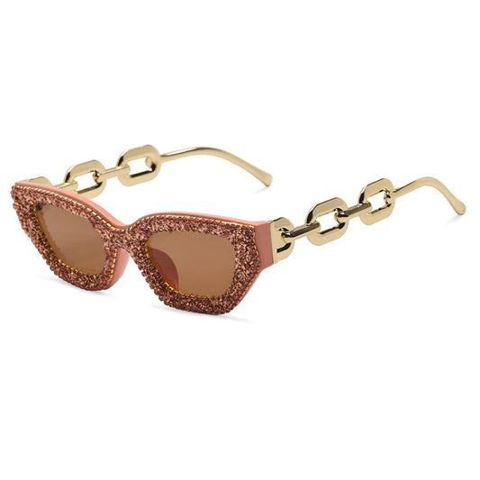 Women's fashion glasses 2023新款镶钻1382狐狸头偏光太阳镜女 时尚太阳眼镜防紫外线墨镜