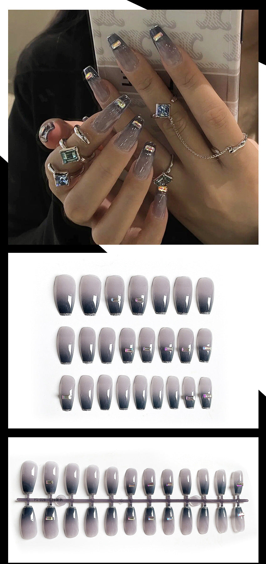 Fashion  nail European and American Dark Wear Armor Nail Stickers Nail Patch Fake Nails Removable Nail Tip Nail Sticker X21