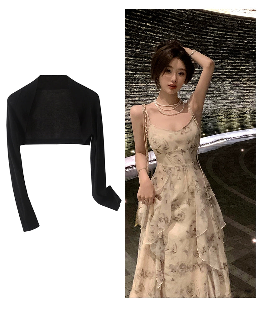 Fashion women's wear Phantom Fairy Ink Blue and White Suspender Dress Sanya Holiday Beach Skirt Irregular Ruffled Floral Dress