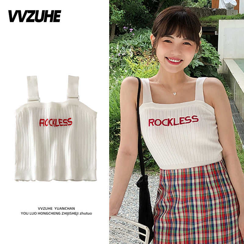 Dopamine tops Free shipping Tattoo Pink Dopamine Wear Seaside Small Suspender Female Sexy Neck Wear Vest Sweet Spicy Thai Top Spice Girl Summer