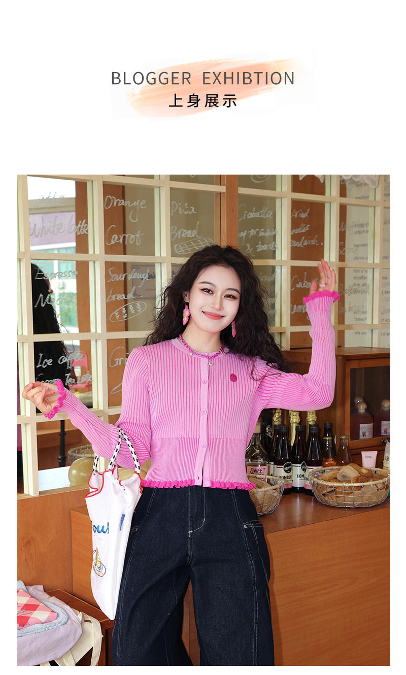 Dopamine tops Free shipping Tattoo Autumn 2024 New Blended Knitted Sweater Girls Design Dopamine Slim Fit Bottom Top