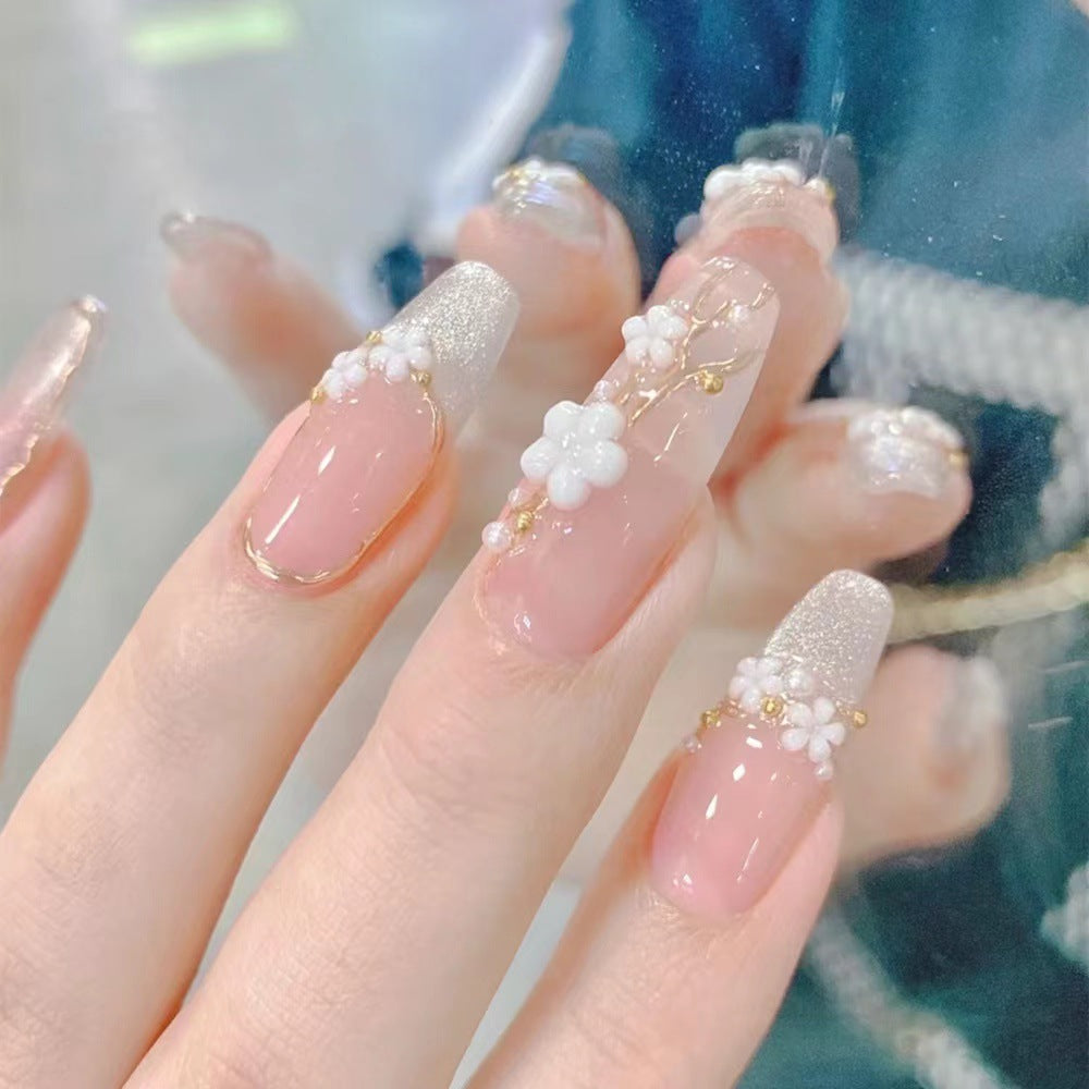 (reusable nail)【 Yihe 】 Hot selling cat eye flower fake nail patches Wearing nail patches Finished nail patches 10 nail patches