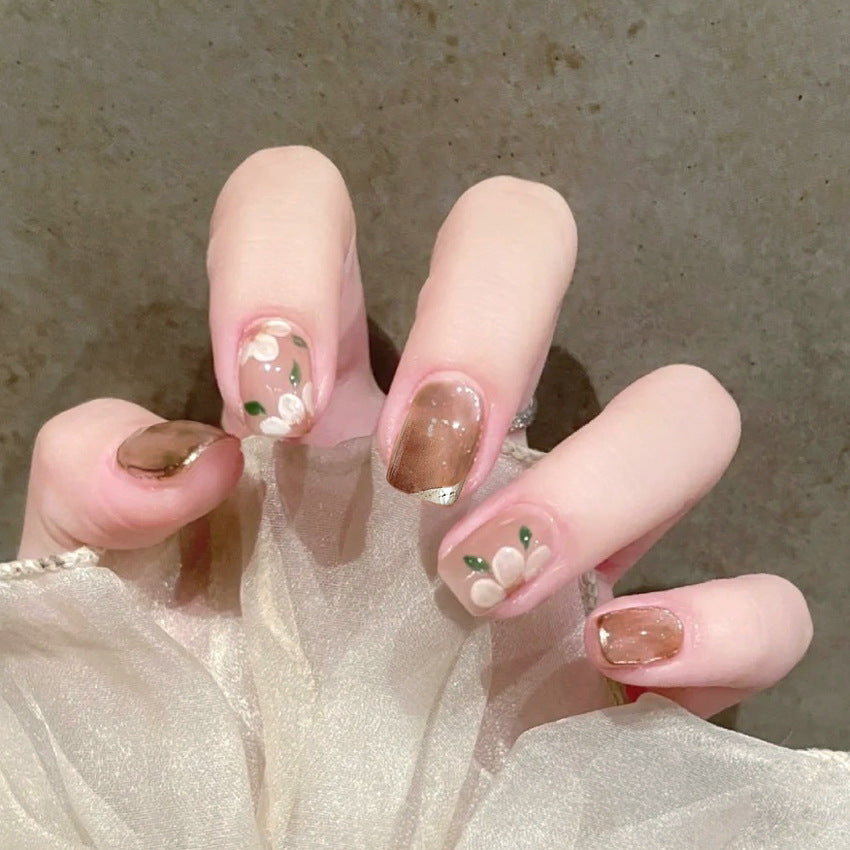 Fashion  nail Nail Sticker Short Wear Armor Nail Stickers Fake Nails Flowers Nail Sticker French Wear Armor A6