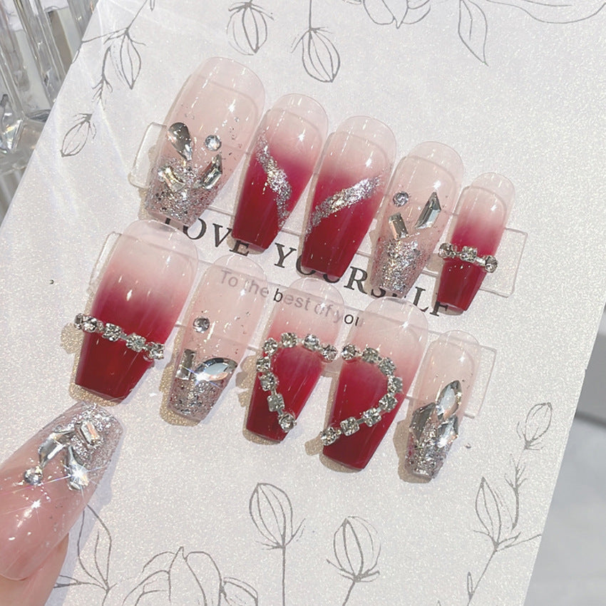 Fashion  nail New Diamond Manicure Wear Nail Ins Advanced Pure Desire Style Nail Patch Wear Nail Love Nail Stickers A43