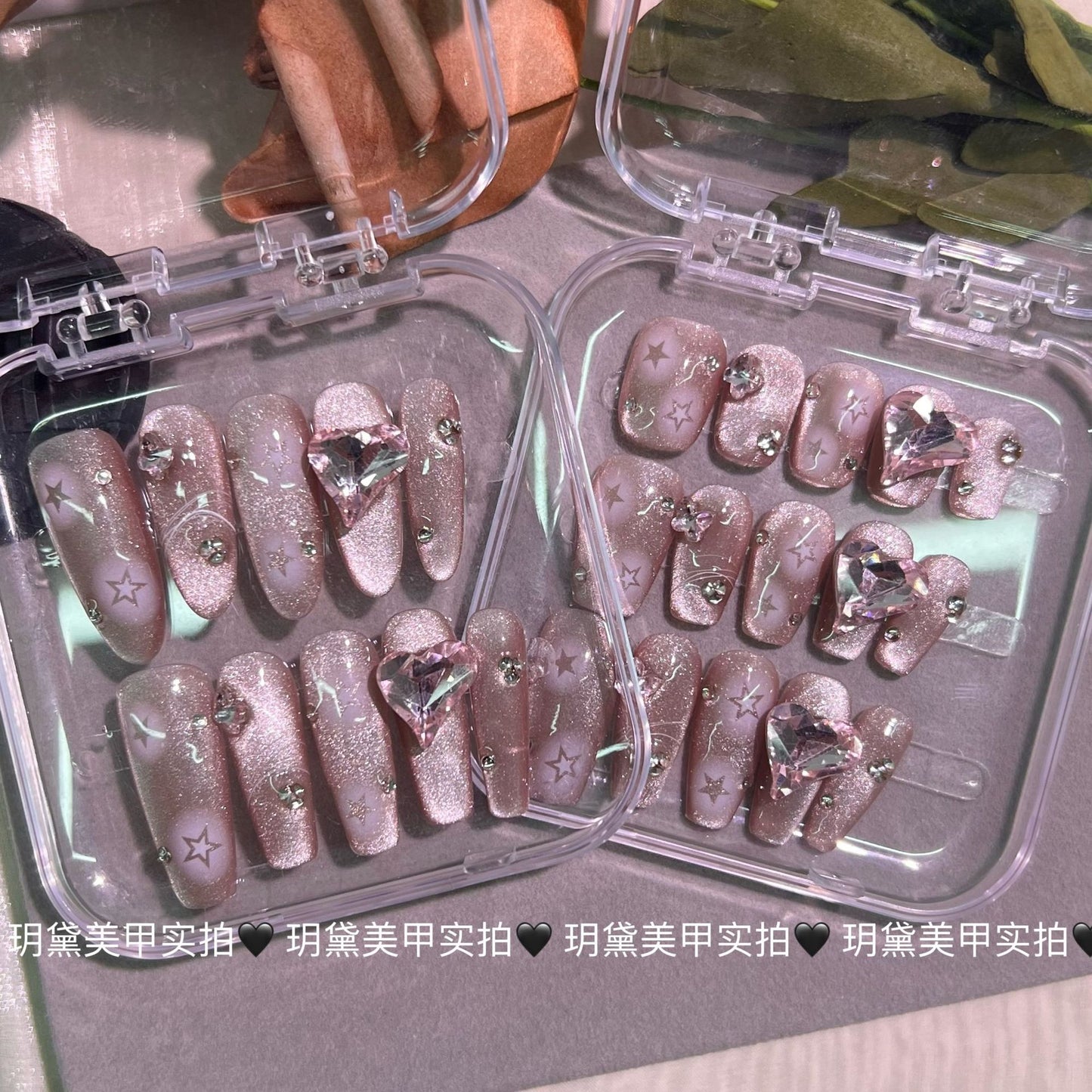 (Hand-Made Nail) XINGX Cat's Eye Long Handmade Wear Nail Pure Desire Light Luxury Autumn and Winter Style White Advanced Nail Sticker Wear Nail Handmade