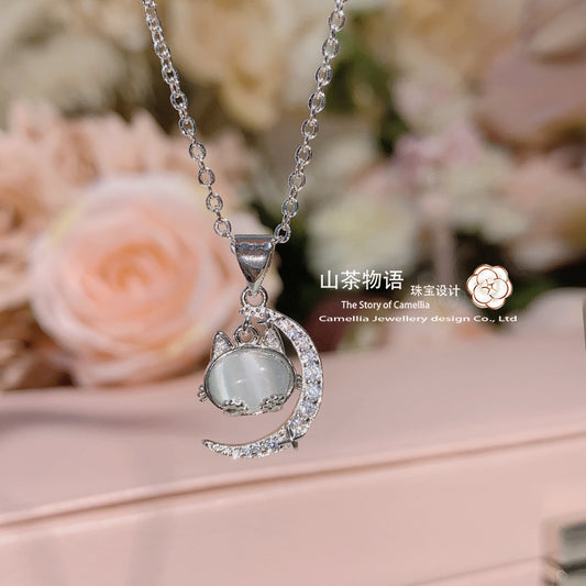 Camellia星河小众设计新款套装 镀金微镶绿松石梦幻蓝小鲸鱼项坠
