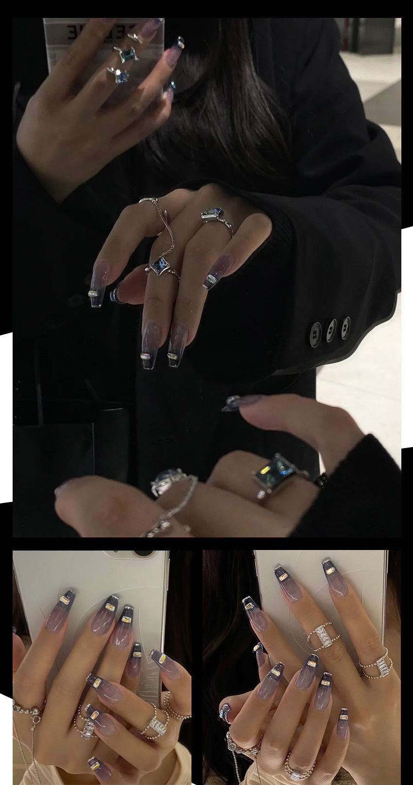 Fashion  nail European and American Dark Wear Armor Nail Stickers Nail Patch Fake Nails Removable Nail Tip Nail Sticker X21