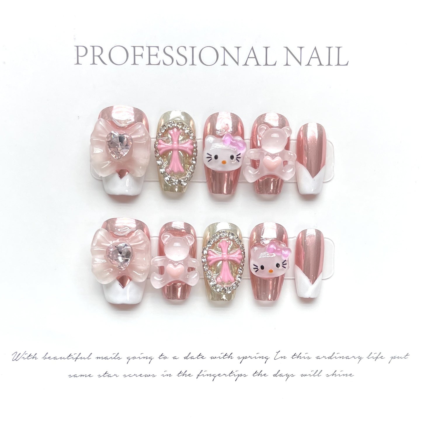 (Hand-Made Nail) Big Diamond Flash Full Diamond Nail Pigeon Bridal Wedding Nail High-Grade Light Luxury Egg Handmade Wear Nail Factory Straight Hair