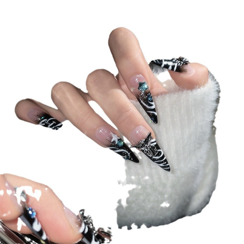 (reusable nail)Duke of Rose's high-end pure hand-worn armor punk Gothic style dark spice beauty heavy industry retro butterfly