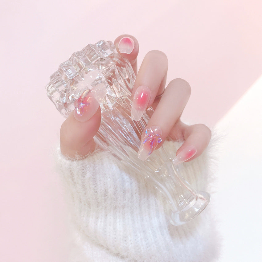 Fashion  nail Internet Celebrity Fake Nail Patch Wear Armor Finished Product Nail Tip Nail Stickers Disassembly Nail Patch Blush Bow Y55
