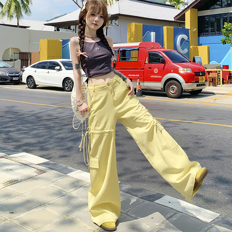 Free shipping new high-waisted and thin straight casual pants