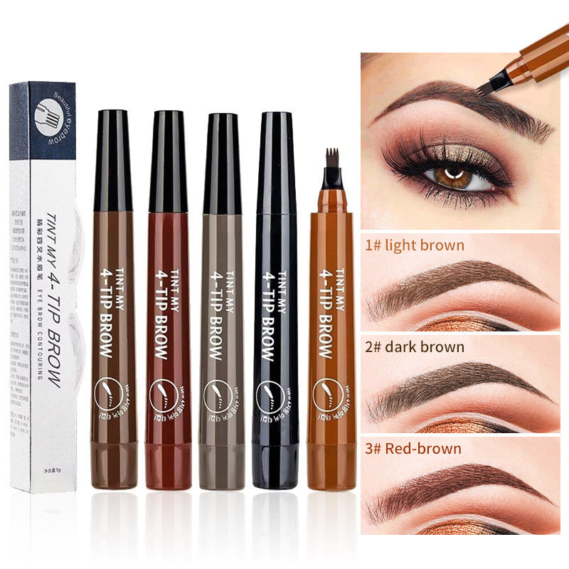 Amazing magic miniature four fork water eyebrow pencil simulation of the original eyebrow four fork liquid eyebrow pencil waterproof and sweat resistant