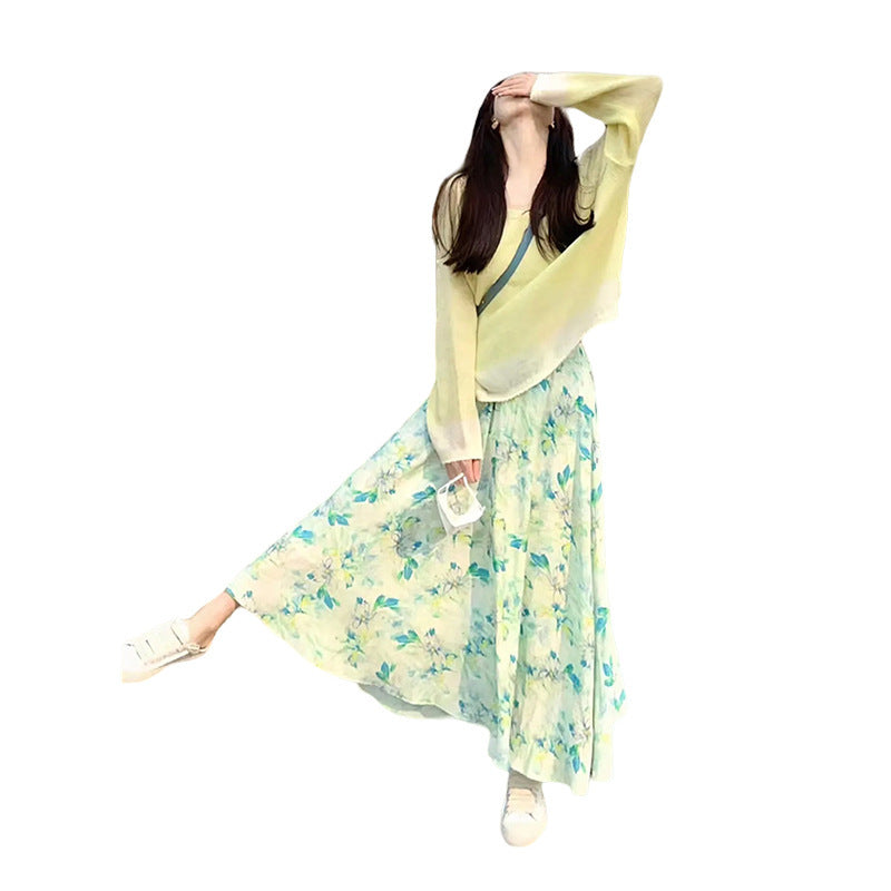 Dopamine dress Free shipping Tattoo Mint Mambo Wind Dopamine Wear Dress Spring Women's 2024 New Korean Late Evening Wind Gentle Suit