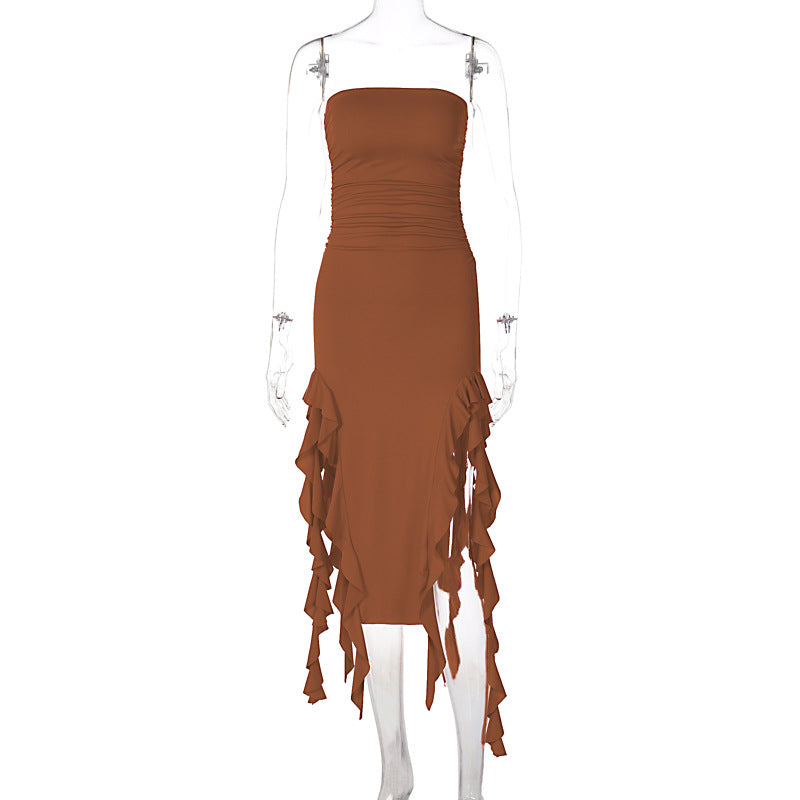 Free shipping   new fashion sexy personality chest wrapping irregular dress foreign trade wholesale tops