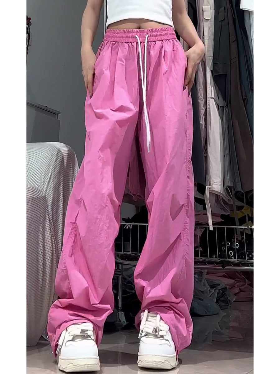 Dopamine pants Free shipping Tattoo Street dance wide-leg tooling pants summer thin women's pants wear sports quick-drying pants women's casual paratrooper pants dopamine