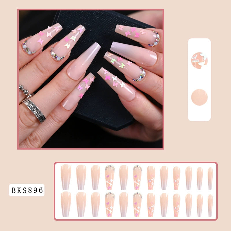 (Hand-made nail)美甲贴片nails穿戴甲长款欧美假指甲美甲贴片穿戴甲甲片成品