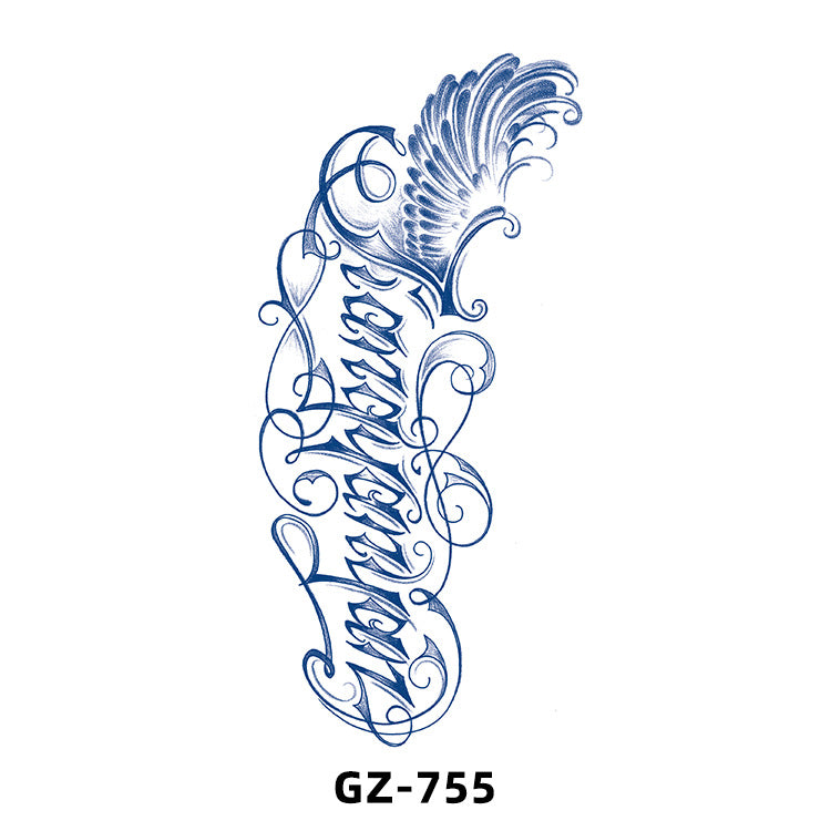 Free shipping Tattoo Cross-Border Herbal Semi-Permanent Tattoo Sticker Men's and Women's Waterproof Sweat-Proof Juice Half Sleeve Real-Proof Tattoo Letter Sticker Tattoo