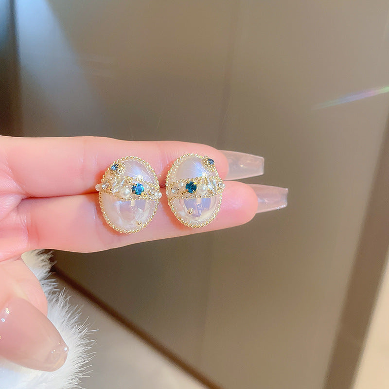 真金电镀925银针珍珠耳环法式复古宫廷风耳环时尚百搭耳饰女批发