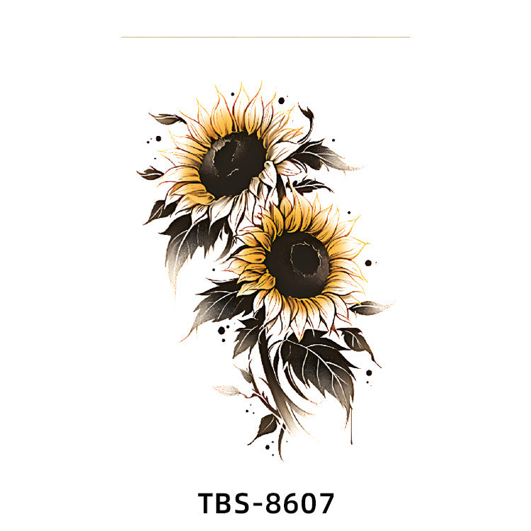 Free shipping Tattoo New Wholesale Small Flower Arm Waterproof Tattoo Sticker Half Sleeve Arm Back Color Animal Skull European and American Tattoo Sticker Paper