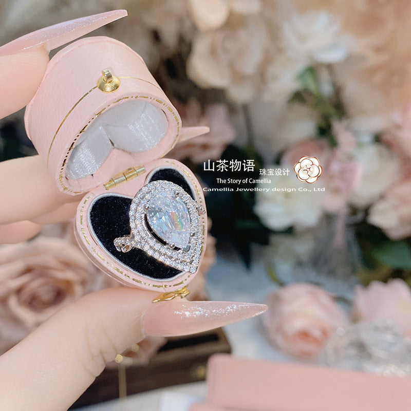 Camellia超大克拉富婆的快乐戒指 镀金微镶5A锆石璀璨高级感指环