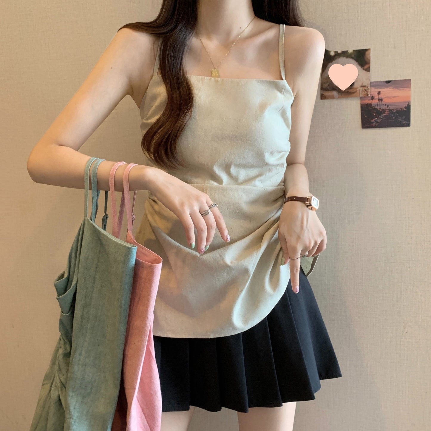 Dopamine tops Free shipping Tattoo Large size fat mm dopamine chic waist sling vest for women to wear outside, loose sleeveless top in summer