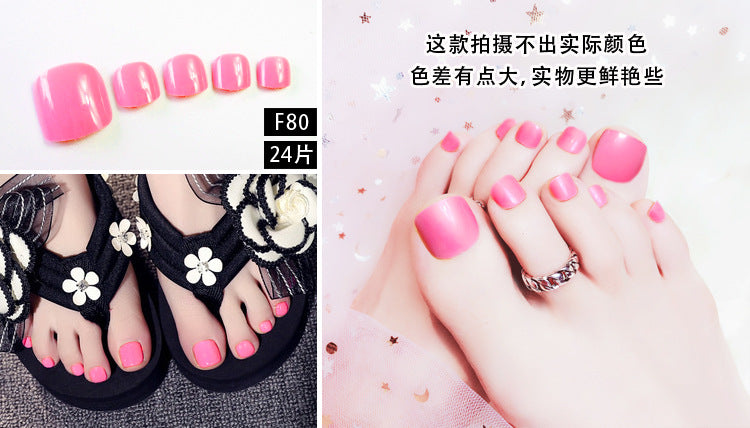 Fashion  nail Tina Finished Nail Beauty Fake Nail Patch Nail Solid Color Toenail Nail Sticker Nail Shaped Piece 24 Pieces F Series