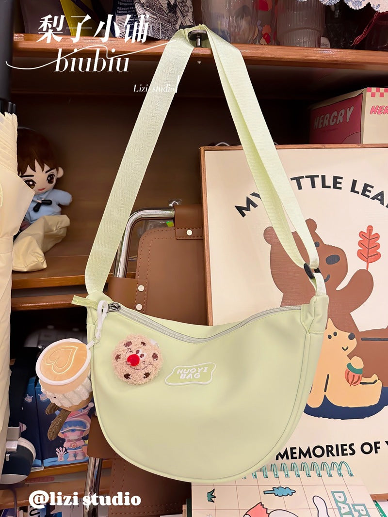 Dopamine Bag Free shipping Tattoo Crescent bag Crossbody bag Women's dopamine niche design Nylon cloth dumpling bag Wide shoulder strap Casual shoulder bag