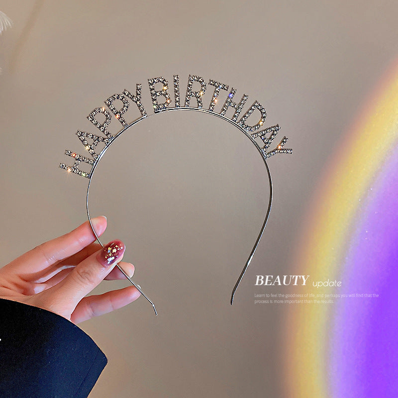 头饰发箍HappyBirthday发箍生日派对头饰镶钻字母网红装扮新年快乐发饰女